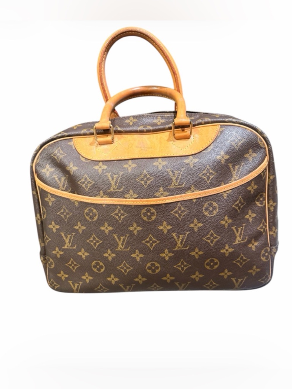 Louis Vuitton Deauville Monogram Satchel Bag in Brown & Tan Preowned